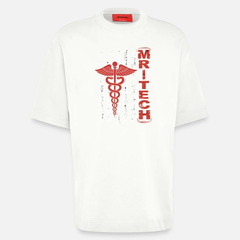 Drapeau Caducée rouge de MedTech - T-shirt bio épais oversize fabriqué en UE - OFF WHITE