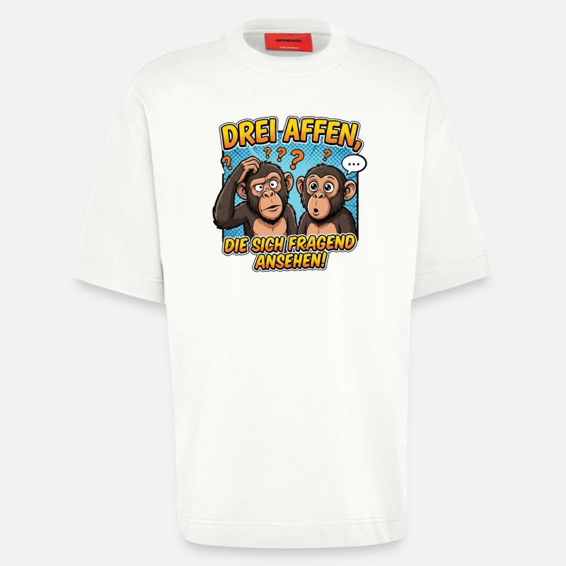 Three Monkeys Confusion – Funny Comic Design - Heavyweight T-Shirt - made by SPREAD  - OFF WHITE