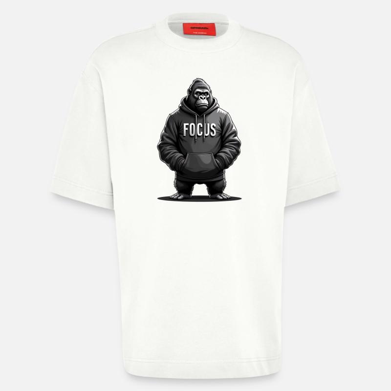 Concentration Gorille Effort Motivation - T-shirt bio épais oversize fabriqué en UE - OFF WHITE