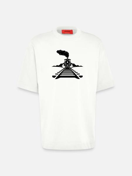 Railway Sketch - Heavyweight T-Shirt - made by SPREAD - OFF WHITE