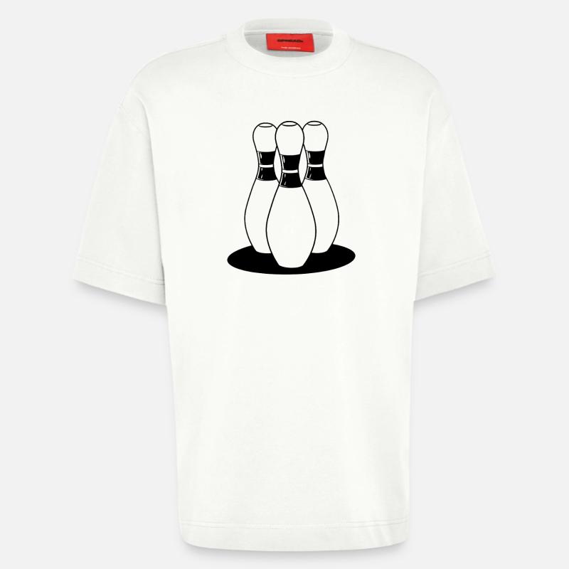Look de dessin animé de bowling - T-shirt bio épais oversize fabriqué en UE - OFF WHITE