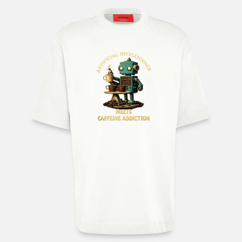 Coffee Robot – Artificial Intelligence Meets Koff - Heavyweight T-Shirt - made by SPREAD - OFF WHITE