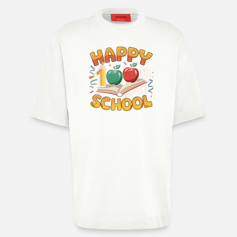 Conception du centième anniversaire de l’école - T-shirt bio épais oversize fabriqué en UE - OFF WHITE