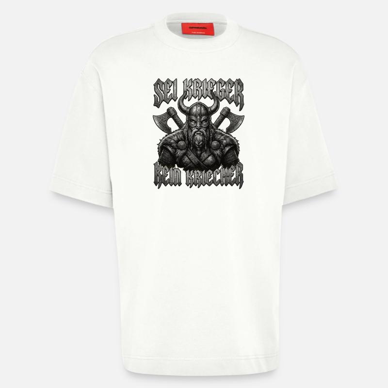 Sei Krieger kein Kriecher Wikinger Bart - Heavyweight T-Shirt - made by SPREAD  - OFF WHITE