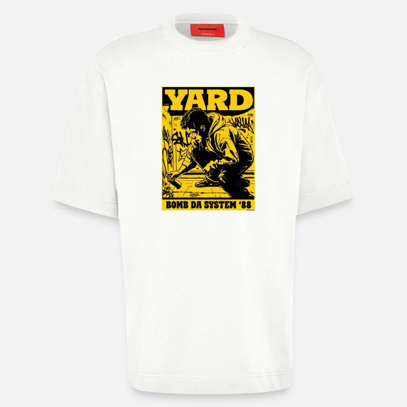 yard_graffitiYard Bomb Da System 88 Graffiti Poster - Heavyweight Oversized Organic T-skjorte produsert i EU - OFF WHITE