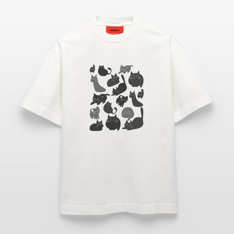 Midnight Cat Montage Heavyweight T-Shirt - made by SPREAD 