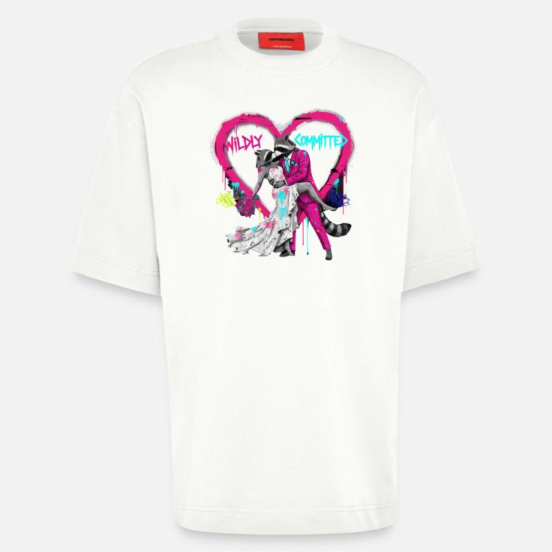 Wildly Committed Waschbär Hochzeit - Heavyweight T-Shirt - made by SPREAD - OFF WHITE