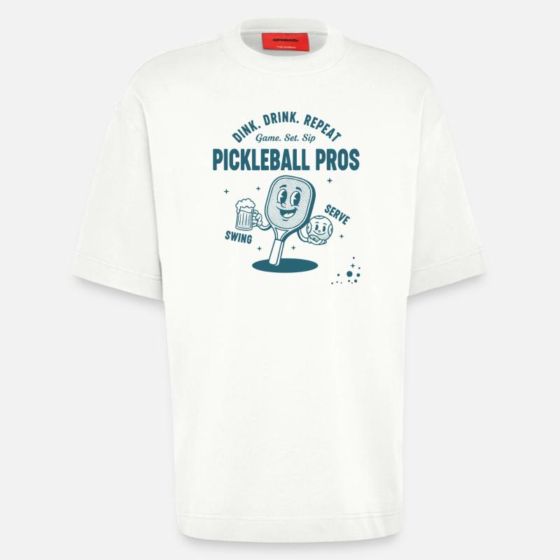 Pickleball Funny Player Dink Drink Repeat Pros - Heavyweight T-Shirt - made by SPREAD  - OFF WHITE