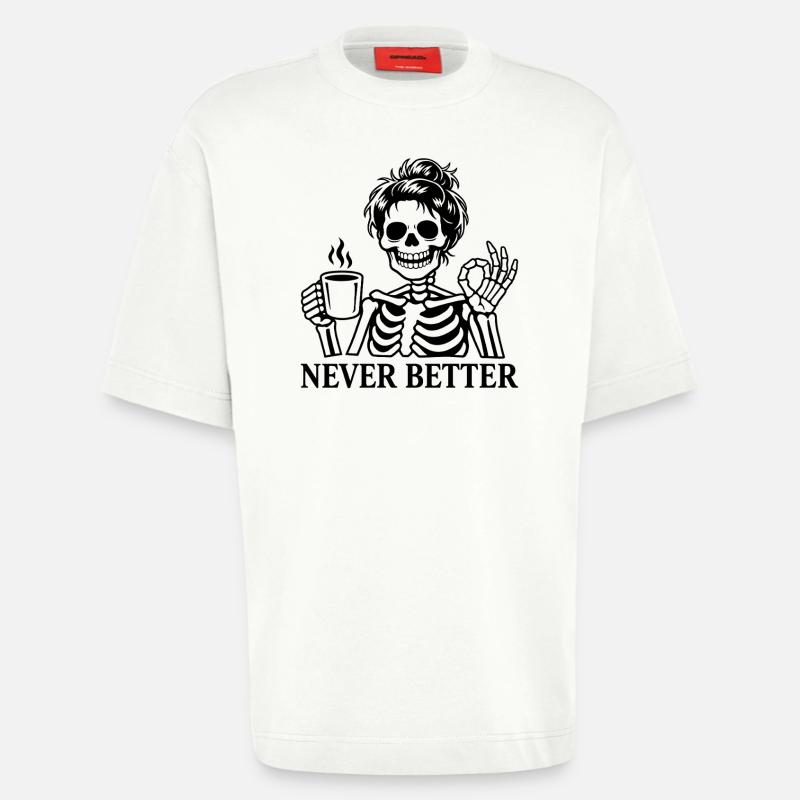 Kaffee, Kaffeetrinker, Kaffeetrinkerin, lustig - Heavyweight T-Shirt - made by SPREAD  - OFF WHITE
