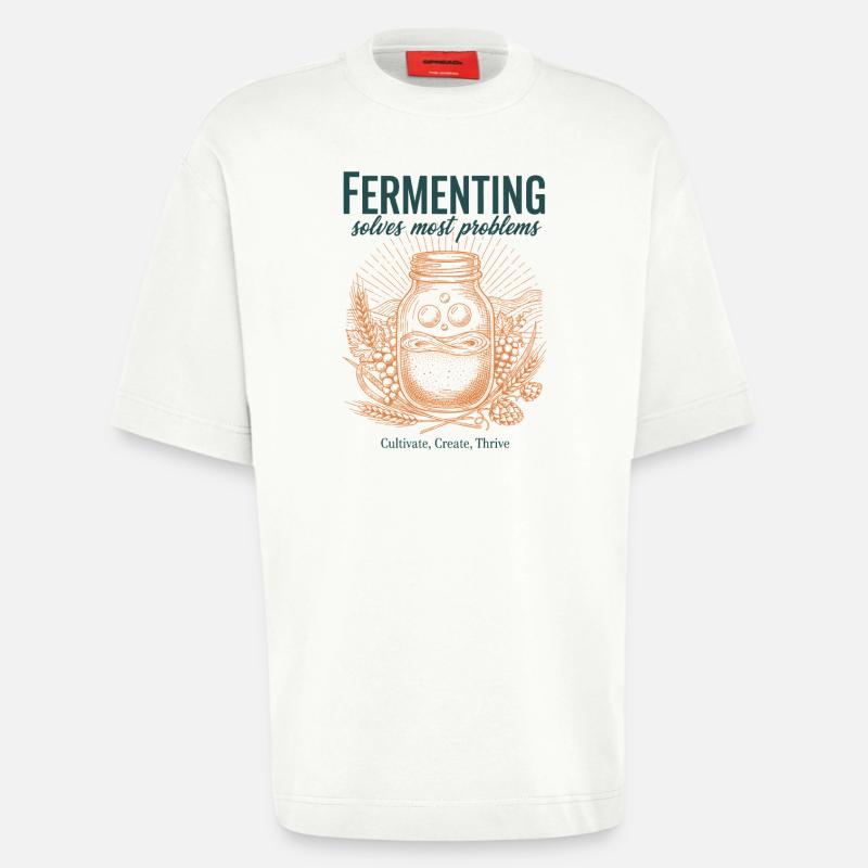 Fermenting Solves Most Problems Sourdough Era - Heavyweight T-Shirt - made by SPREAD  - OFF WHITE