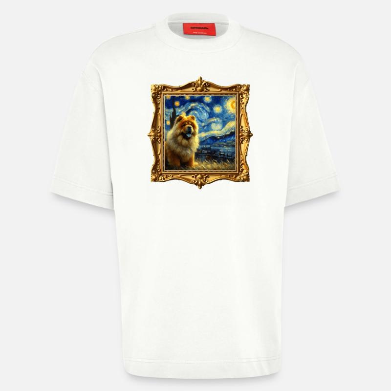 La Nuit étoilée de Chowchow - T-shirt bio épais oversize fabriqué en UE - OFF WHITE