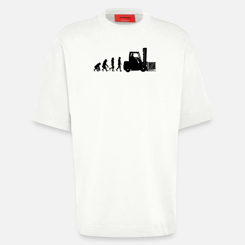 Evolution eines Staplerfahrer - Heavyweight T-Shirt - made by SPREAD  - OFF WHITE