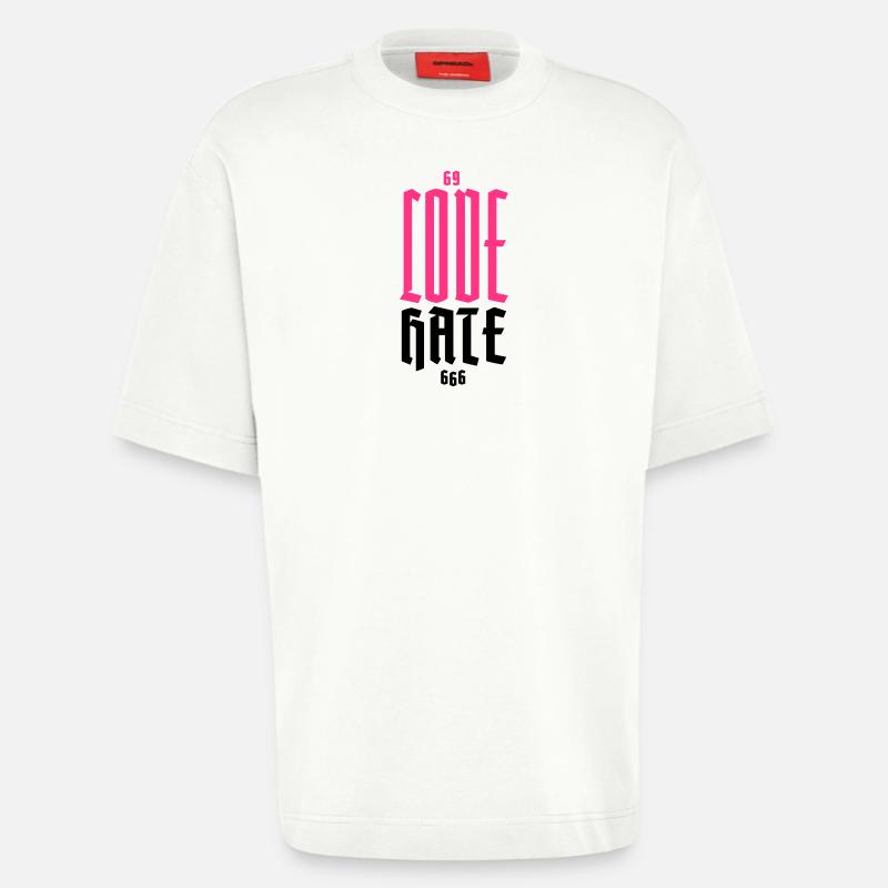Gothic Neon CODE Vertikal - Heavyweight T-Shirt - made by SPREAD  - OFF WHITE