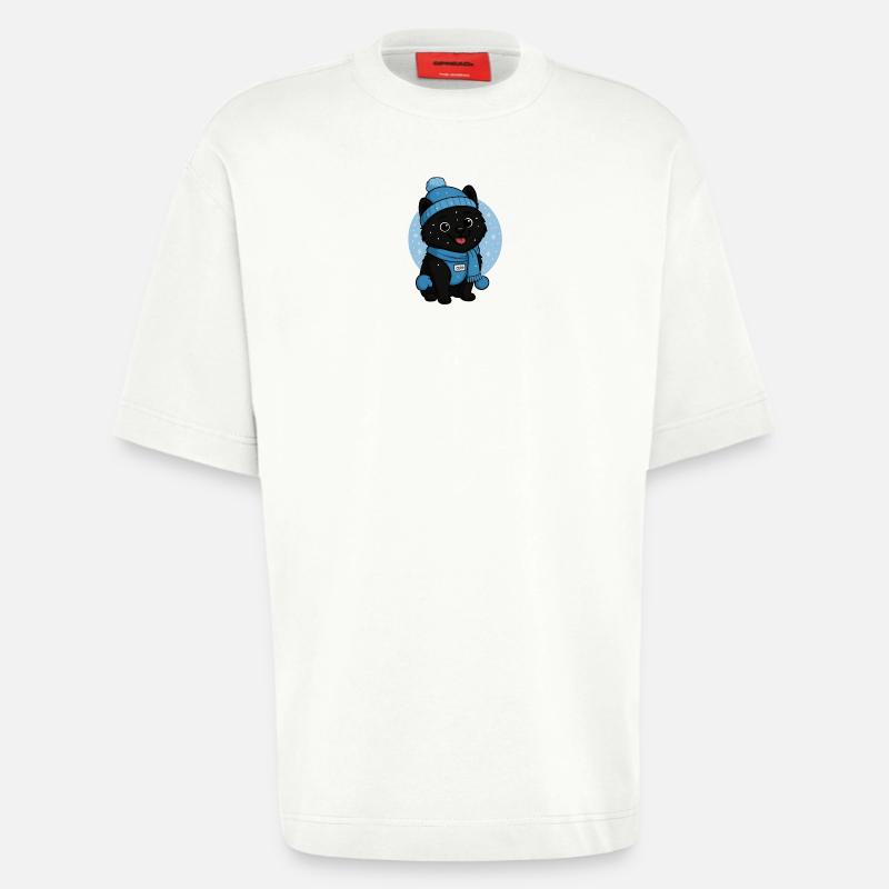 Cuddly Dog Winter Magic - Heavyweight T-Shirt - made by SPREAD  - OFF WHITE