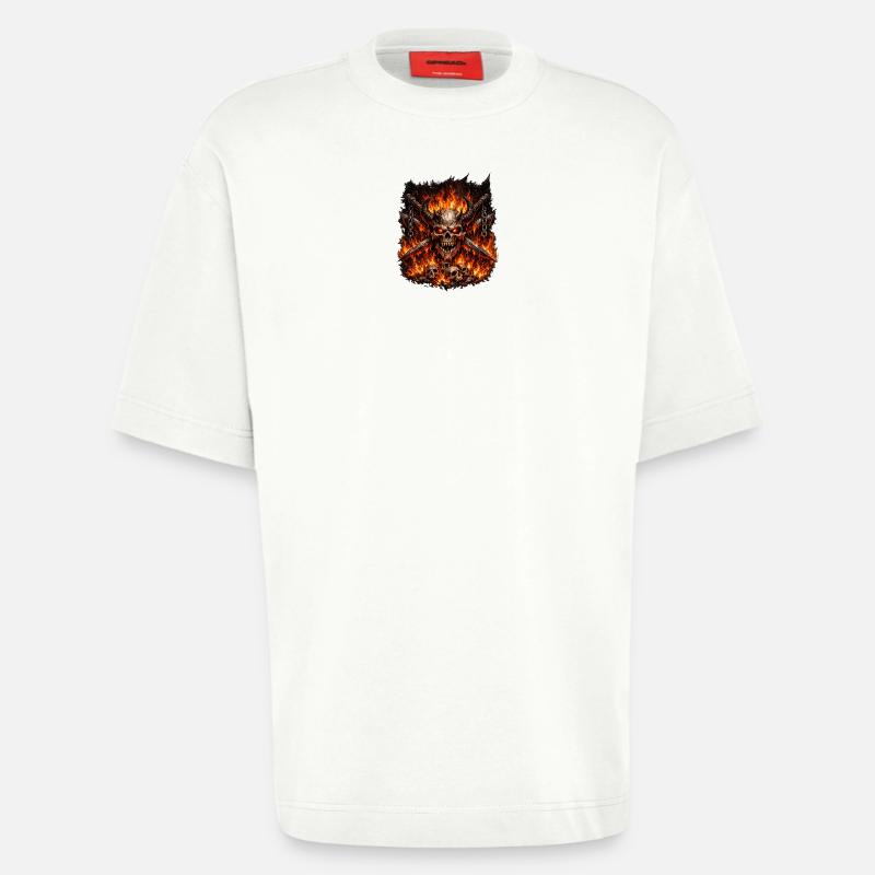 Hellfire Skull Crown - Heavyweight T-Shirt - made by SPREAD  - OFF WHITE