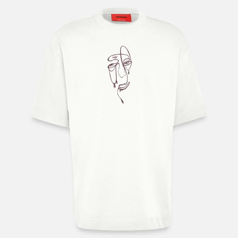 Tear Lines Portrait - Heavyweight T-Shirt - made by SPREAD  - OFF WHITE