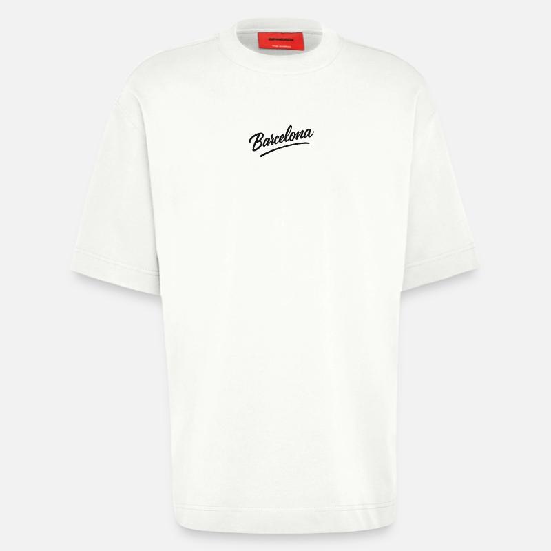 Script Barcelone avec ligne d’arc - T-shirt bio épais oversize fabriqué en UE - OFF WHITE