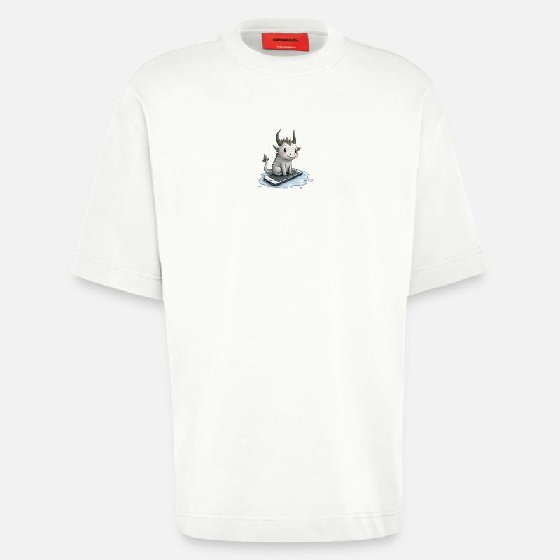 cute mythical creature on iPhone - Heavyweight T-Shirt - made by SPREAD - OFF WHITE