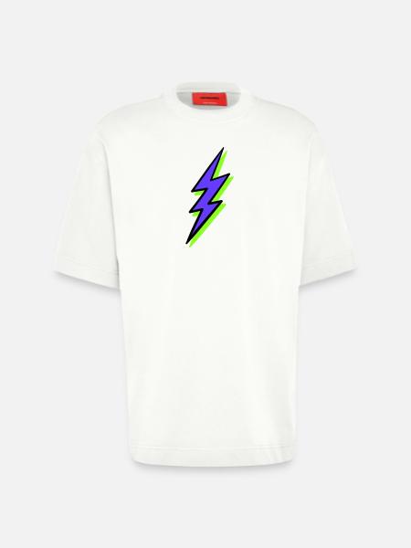 Abstract Ray in Neon Tones - Heavyweight T-Shirt - made by SPREAD - OFF WHITE