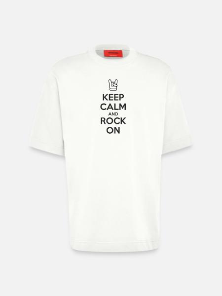 Reste calme et continue - T-shirt bio épais oversize fabriqué en UE - OFF WHITE