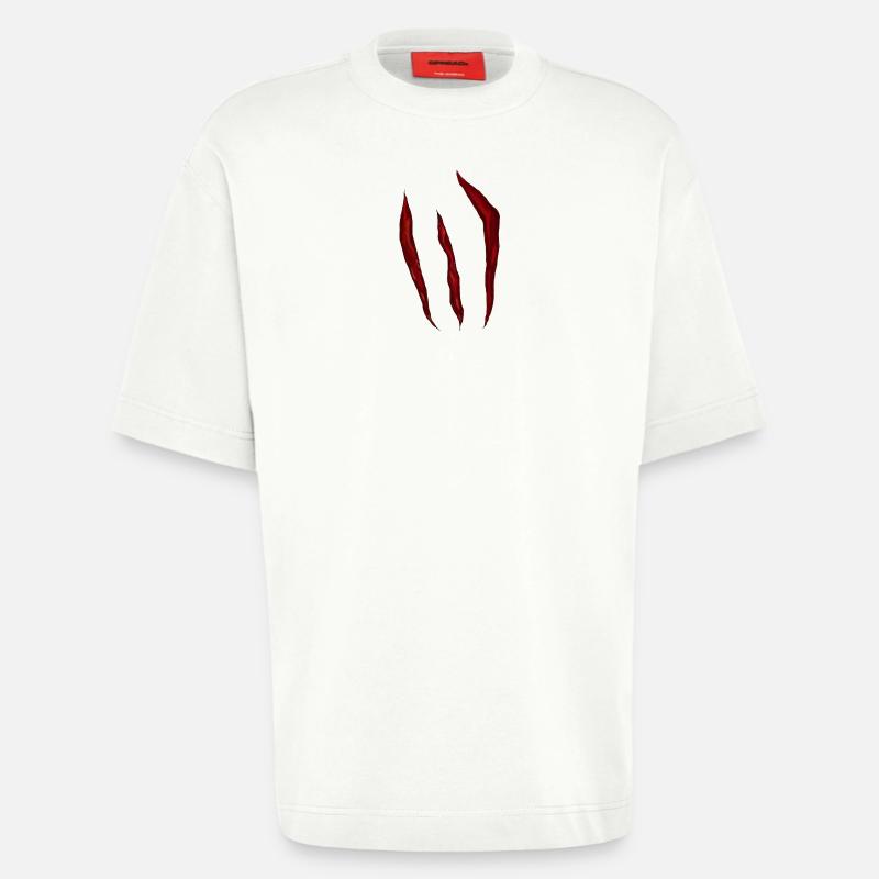 Blood-red scratch marks - Heavyweight T-Shirt - made by SPREAD  - OFF WHITE