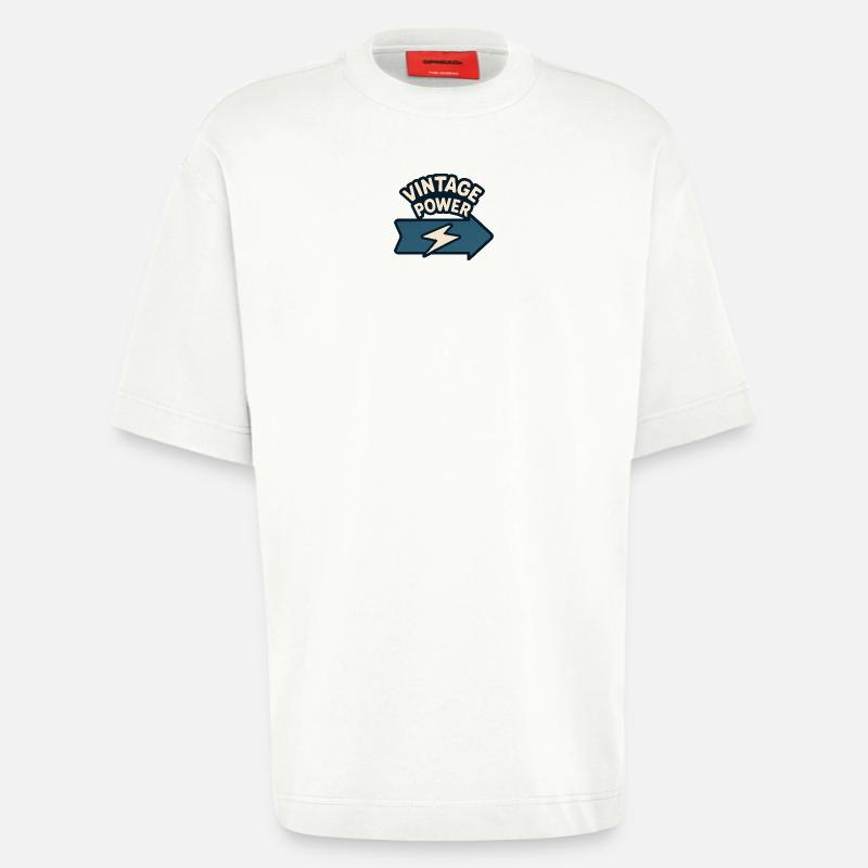 Flèche stylisée & éclair - T-shirt bio épais oversize fabriqué en UE - OFF WHITE