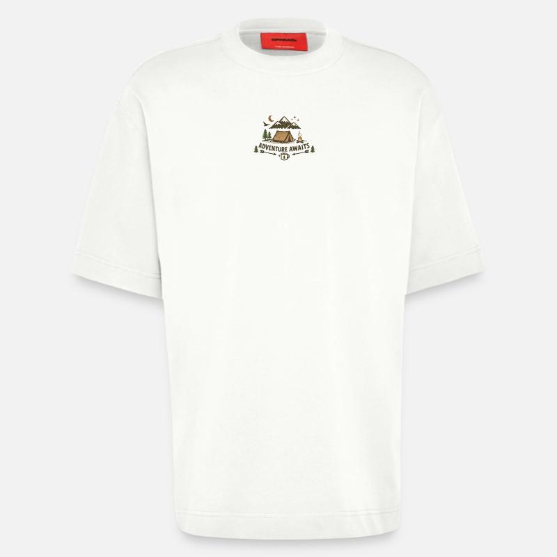 L’aventure vous attend - T-shirt bio épais oversize fabriqué en UE - OFF WHITE