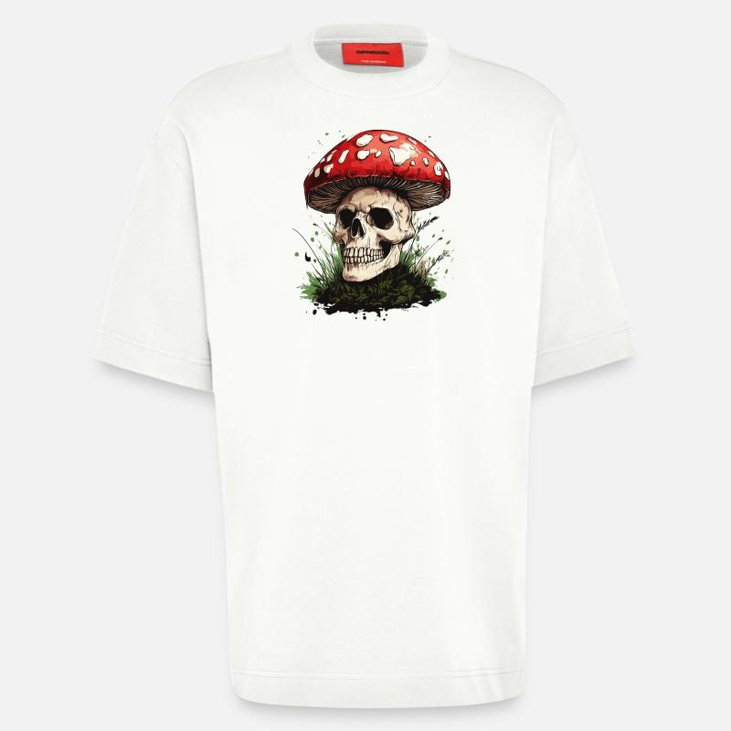 Toadstool Skull - Heavyweight T-Shirt - made by SPREAD  - OFF WHITE