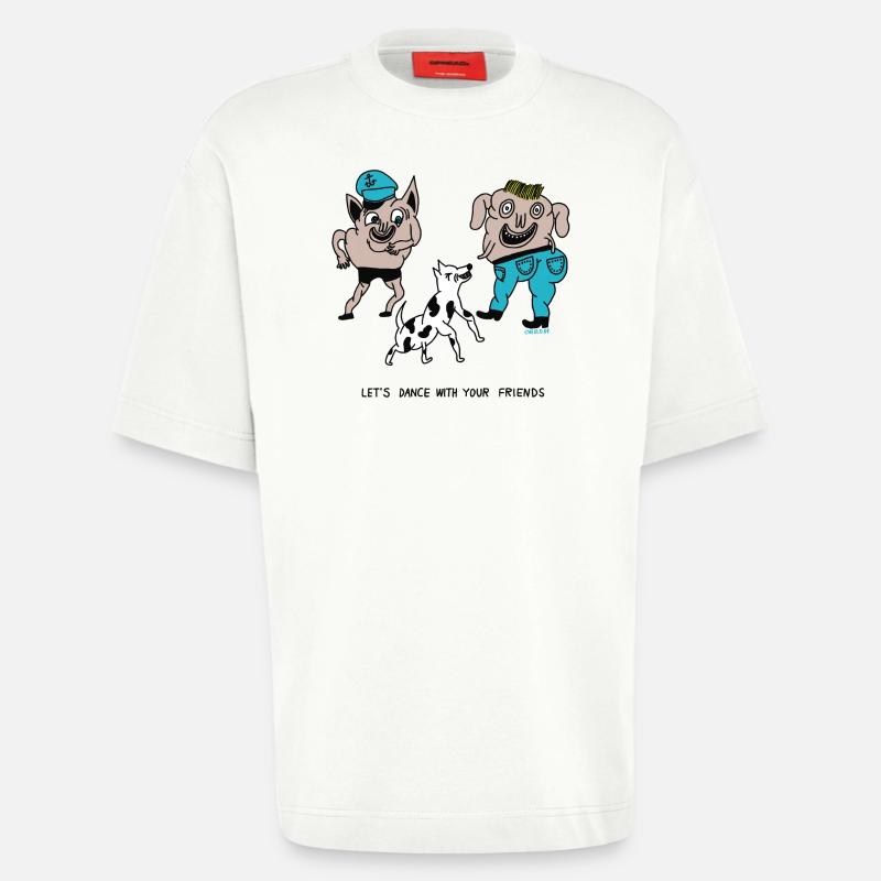 Dansons avec vos amis - T-shirt bio épais oversize fabriqué en UE - OFF WHITE