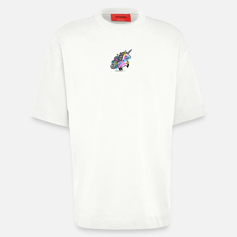 Bunter Splash Einhorn Illustration - Heavyweight T-Shirt - made by SPREAD - OFF WHITE
