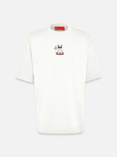 Pas de drame Lama - T-shirt bio épais oversize fabriqué en UE - OFF WHITE