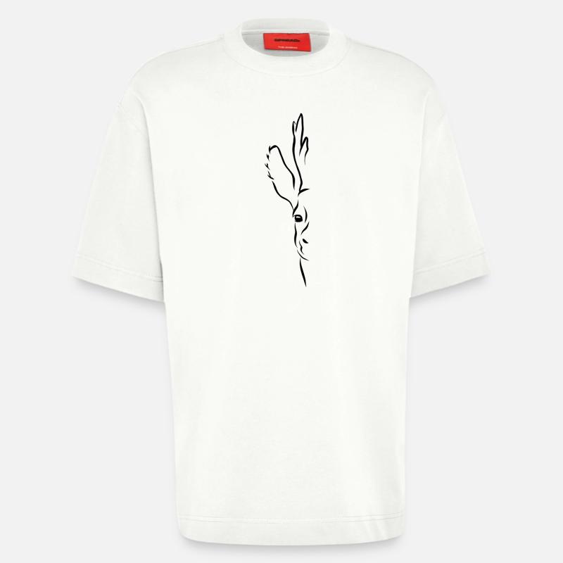 Rehbock Halb-Portrait schwarz - Heavyweight T-Shirt - made by SPREAD - OFF WHITE