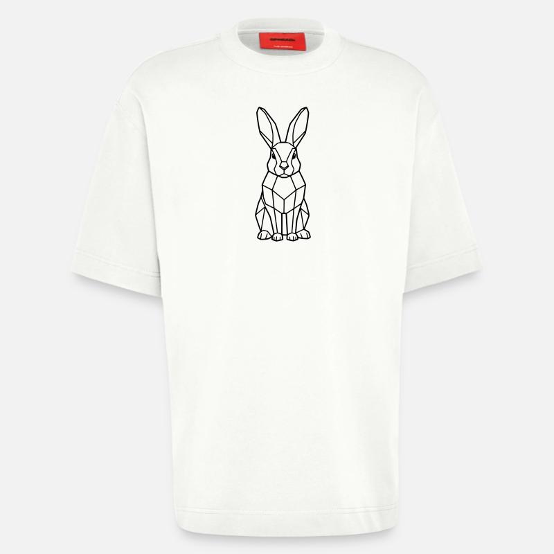 Geometric Bunny Low Poly Outline - Heavyweight T-Shirt - made by SPREAD  - OFF WHITE