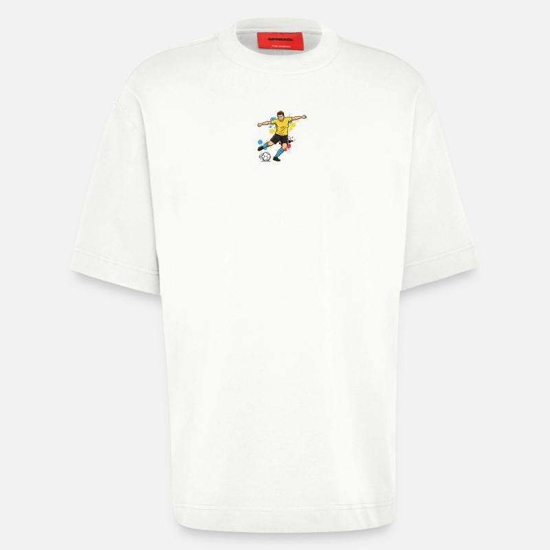 Soccer Player Comic Paint Splash Yellow - Heavyweight T-Shirt - made by SPREAD  - OFF WHITE