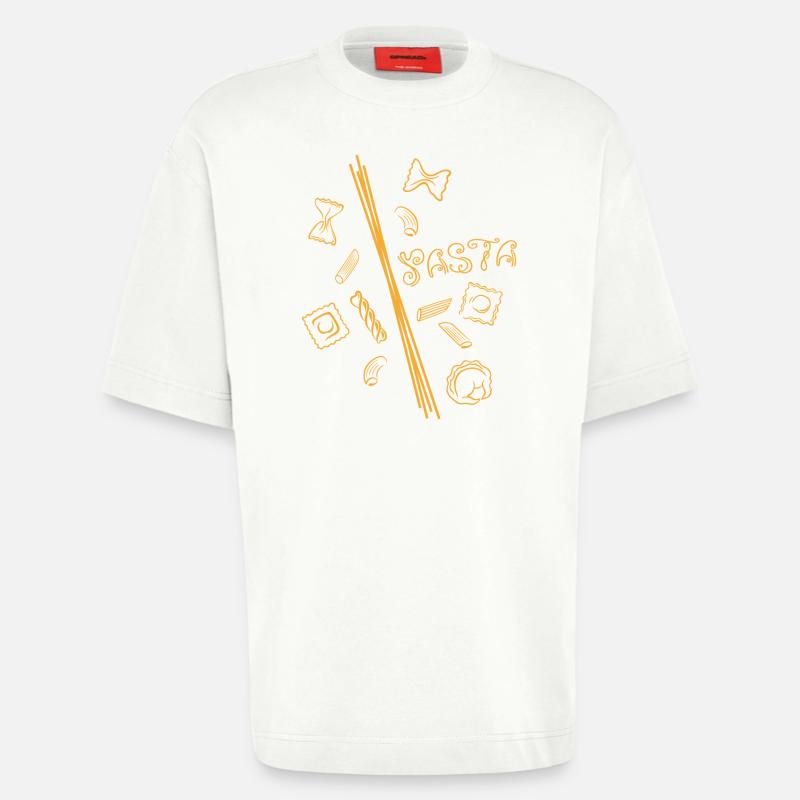 Pasta-Design mit Spaghetti & Nudelformen - Heavyweight T-Shirt - made by SPREAD  - OFF WHITE