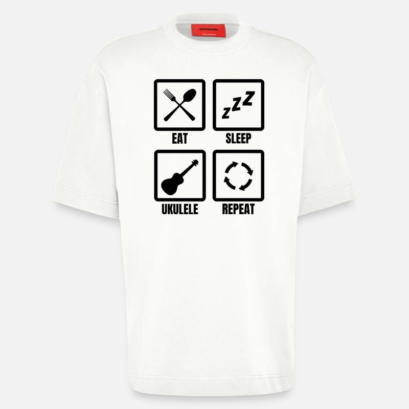 Ukulele Spieler Routine - Heavyweight T-Shirt - made by SPREAD  - OFF WHITE