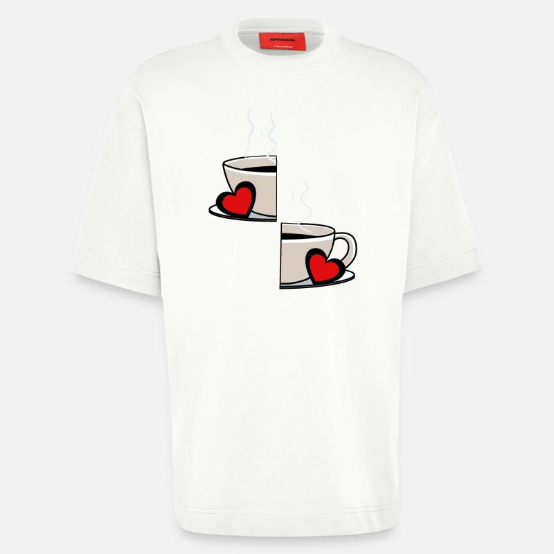 Valentin Kaffee Partnerschaft Kaffeetasse Partner - Heavyweight T-Shirt - made by SPREAD - OFF WHITE