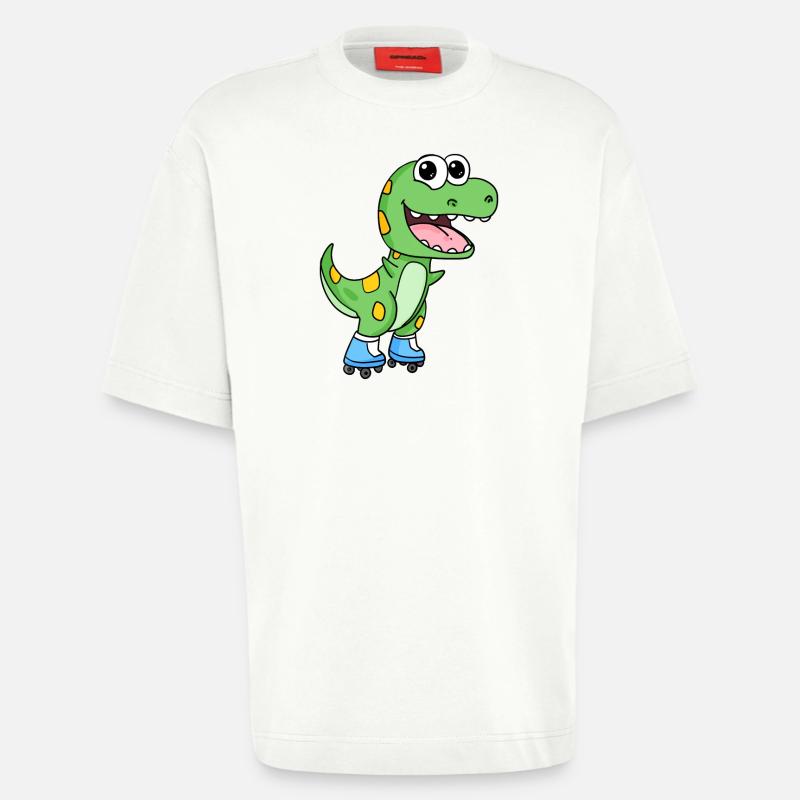 Inline Skating Rollschuhe Dinosaurier - Heavyweight T-Shirt - made by SPREAD  - OFF WHITE