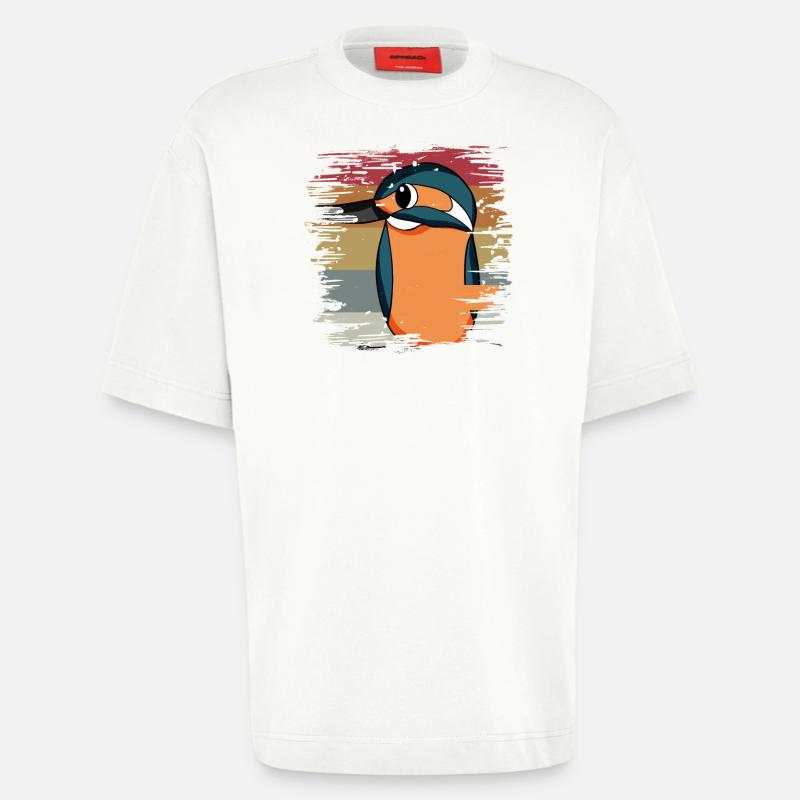Eisvogel Blauer Vogel Retro - Heavyweight T-Shirt - made by SPREAD  - OFF WHITE