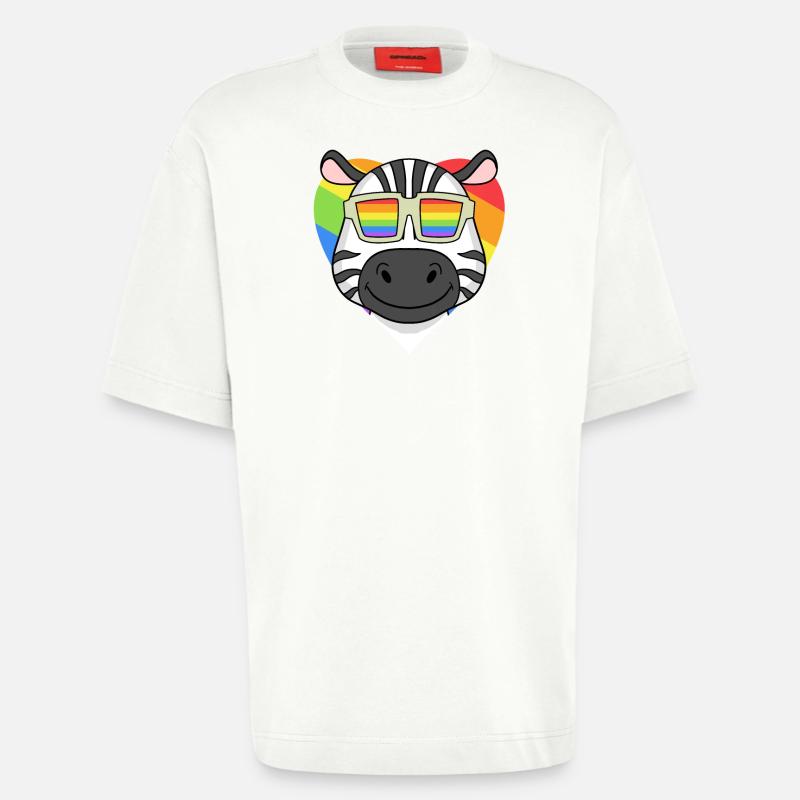 Rainbow - Zebra with glasses - Heavyweight T-Shirt - made by SPREAD  - OFF WHITE