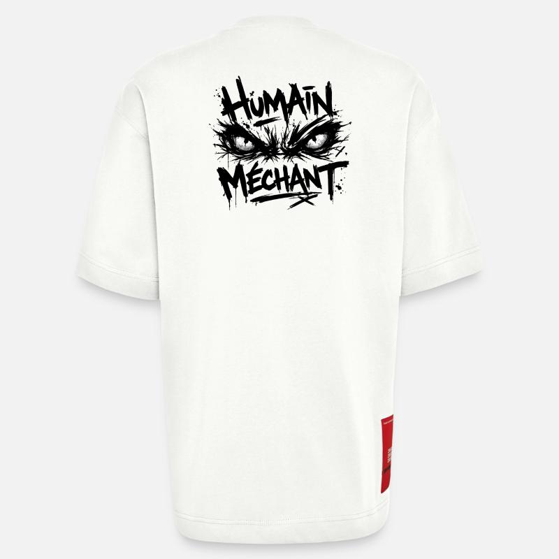 Evil Human Look Black Pattern - Heavyweight T-Shirt - made by SPREAD - OFF WHITE
