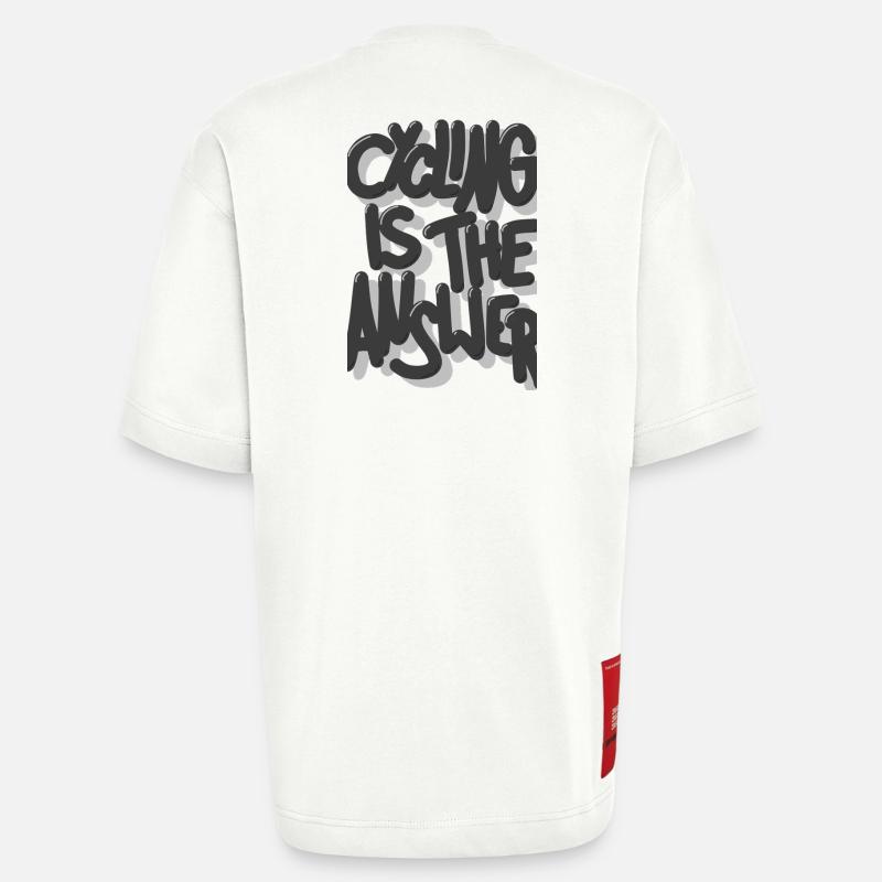 Le vélo est la solution - T-shirt bio épais oversize fabriqué en UE - OFF WHITE