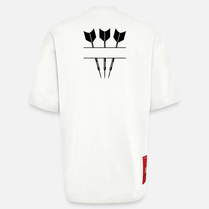 Drei Darts einfarbig mit Textzeile. - Heavyweight T-Shirt - made by SPREAD  - OFF WHITE