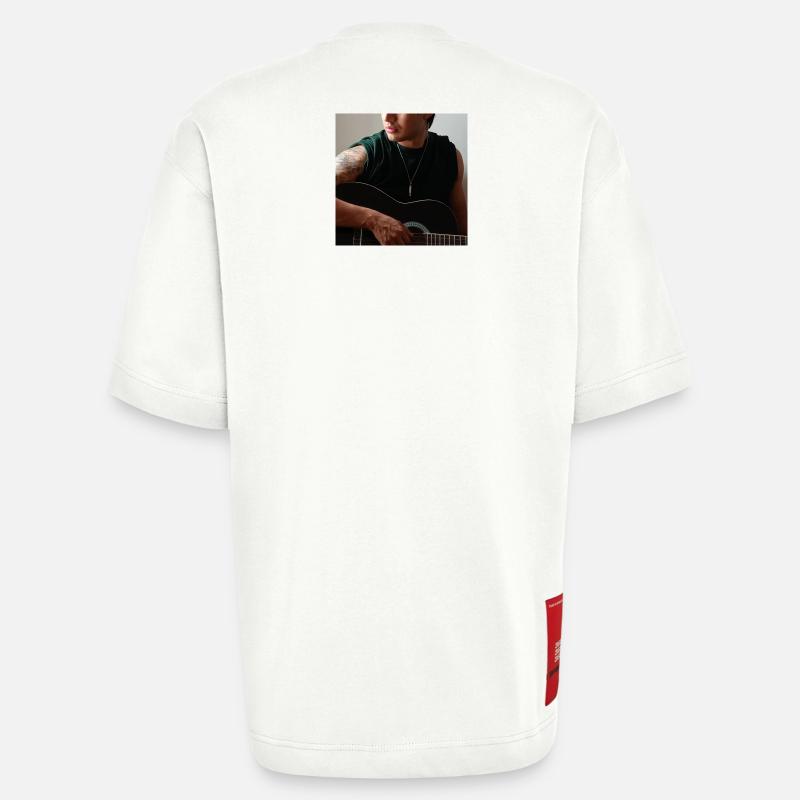 Guitare de soirée studio - T-shirt bio épais oversize fabriqué en UE - OFF WHITE