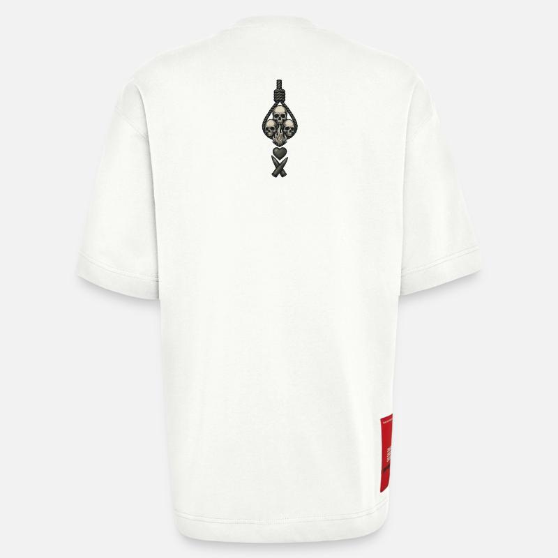 Avi Collection – Skulls & Flame - Heavyweight T-Shirt - made by SPREAD  - OFF WHITE