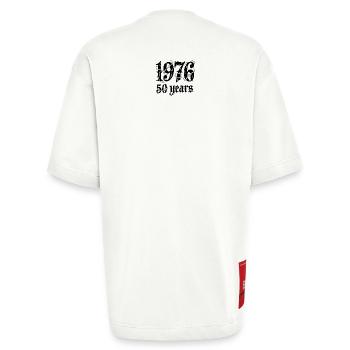 Est1993 59 Years Barbed Wire - Heavyweight T-Shirt - made by SPREAD  - OFF WHITE - Back - Fiona (171cm)