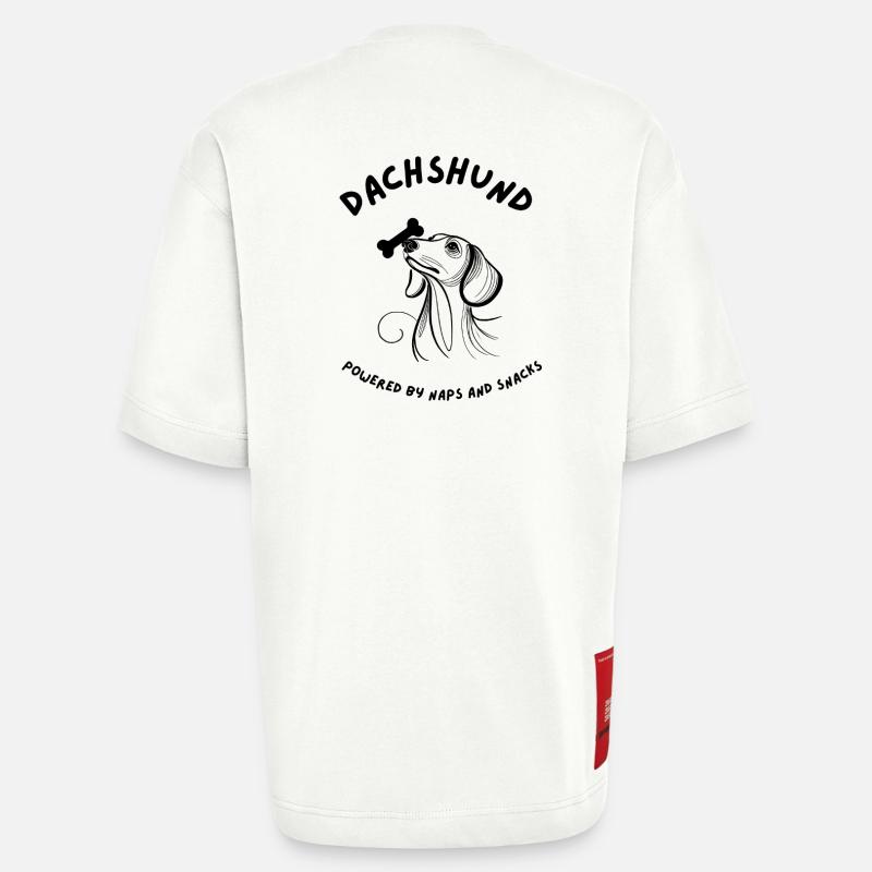Dachshund - Powered by Naps and Snacks - Heavyweight T-Shirt - made by SPREAD  - OFF WHITE