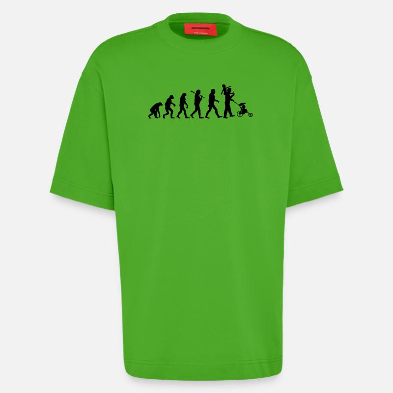 evolution daddy 2 enfants - T-shirt bio épais oversize fabriqué en UE - Apple Neon