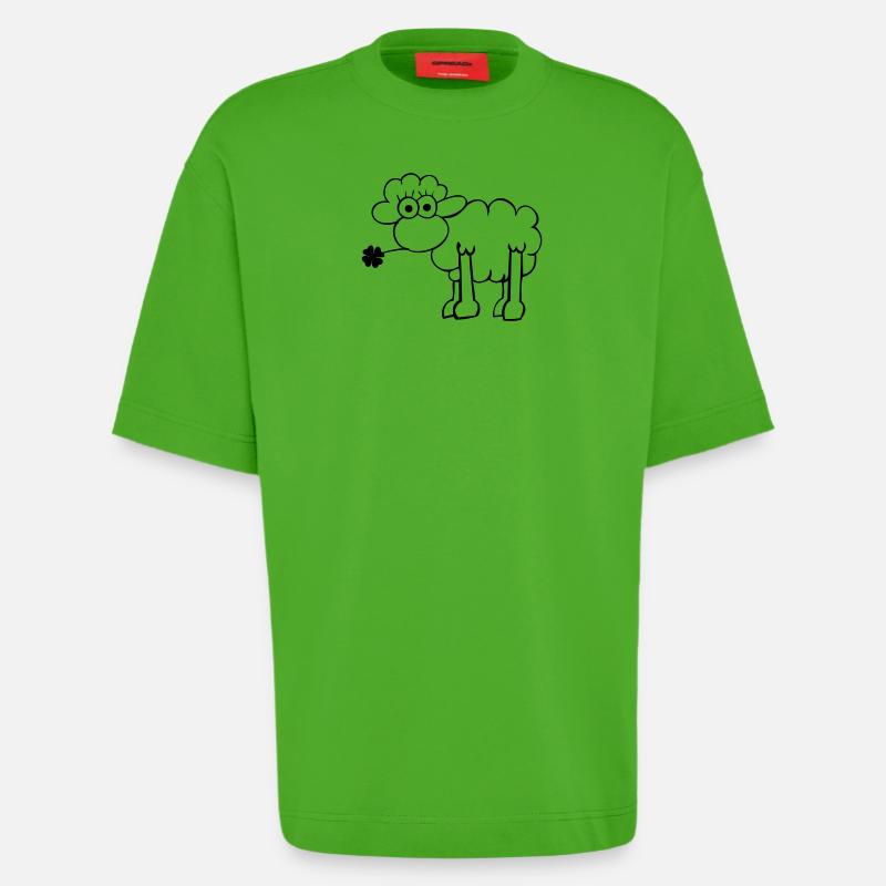Schaf mit Kleeblatt - Heavyweight T-Shirt - made by SPREAD - Apple Neon