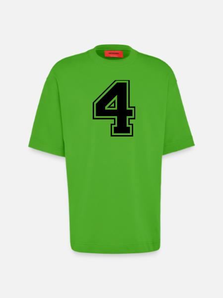 4, Four, Four, number, number - Heavyweight T-Shirt - made by SPREAD - Apple Neon